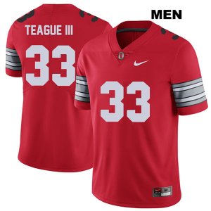 Men's NCAA Ohio State Buckeyes Master Teague #33 College Stitched 2018 Spring Game Authentic Nike Red Football Jersey OV20F77VJ